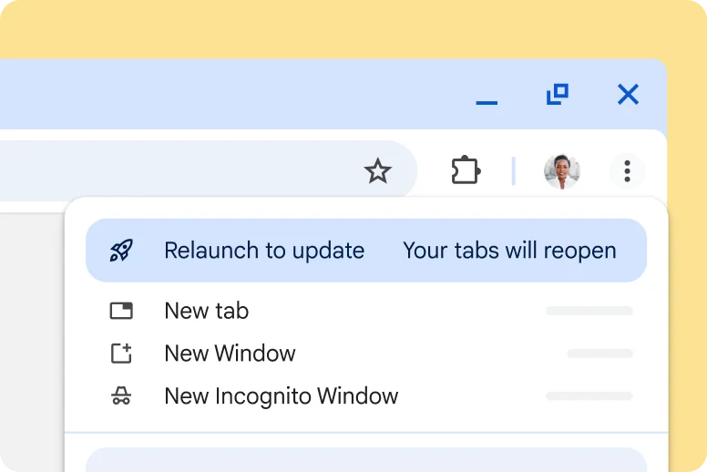 Chrome UI alerting that there's a pending update