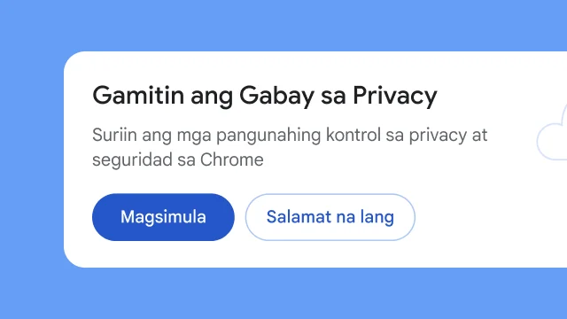 Nagtatanong ang isang nakahiwalay na module sa mga user kung gusto nilang i-explore ang Gabay sa Privacy.