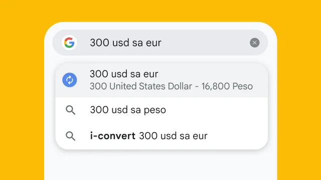 A user typed “300 usd to eur” into Chrome's address bar and it has instantly generated results.