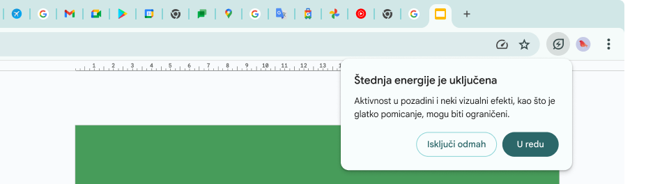 A cursor has clicked on the Energy Saver icon, which explains background activity and some visual effects have been limited to save memory.