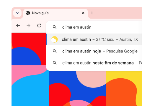 Uma pesquisa por 'clima Austin' mostra o resultado de que vai fazer 27 ºC na sexta-feira.