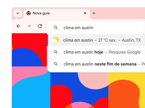 Uma pesquisa por 'clima Austin' mostra o resultado de que vai fazer 27 ºC na sexta-feira.
