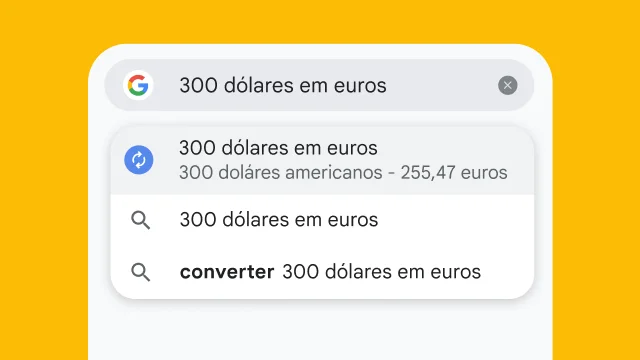 A user typed “300 usd to eur” into Chrome's address bar and it has instantly generated results.