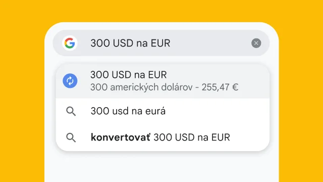 A user typed “300 usd to eur” into Chrome's address bar and it has instantly generated results.