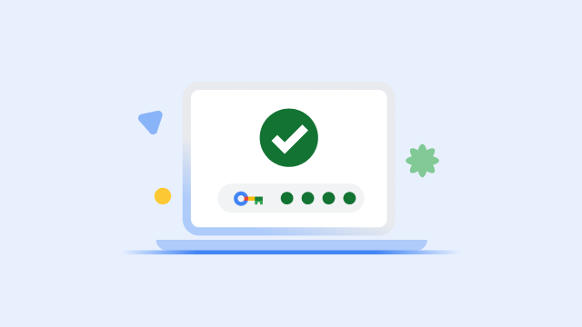 صفحه‌نمایش رایانه کیفی که علامت تیک بزرگ سبز و نوار پیشرفت کلید امنیتی کامل‌شده را نشان می‌دهد.