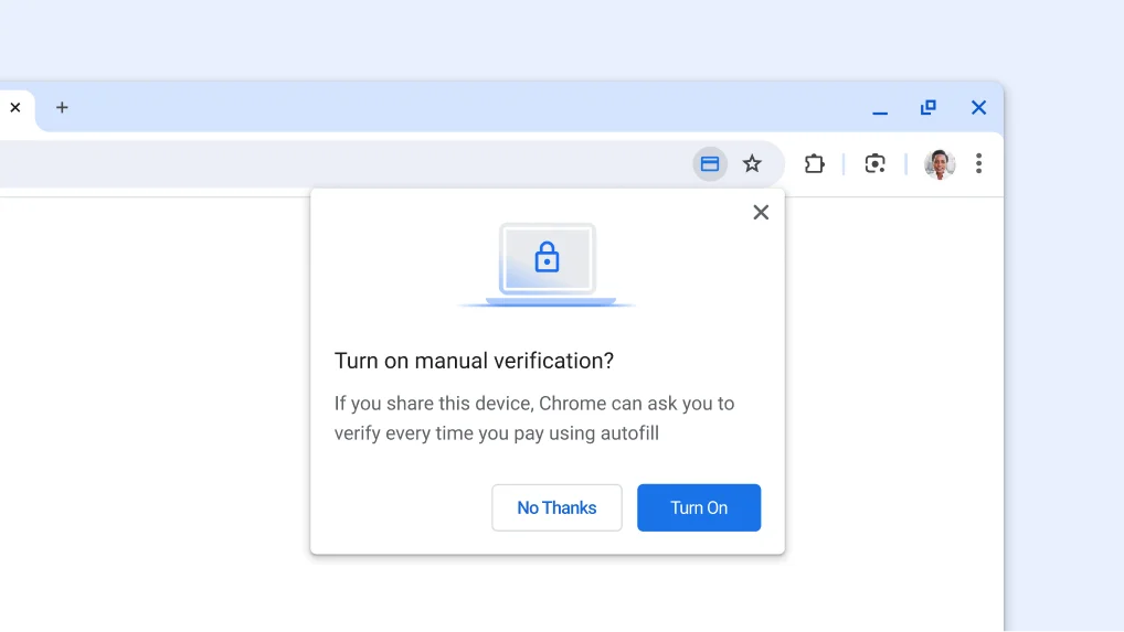 Turn on manual verification for payments autofill.