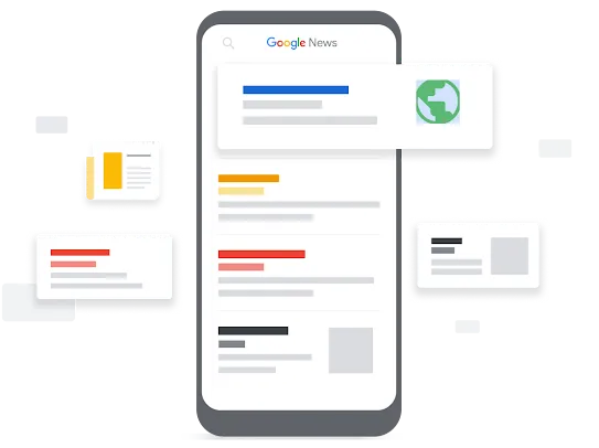 News sources organized and displayed on a mobile device